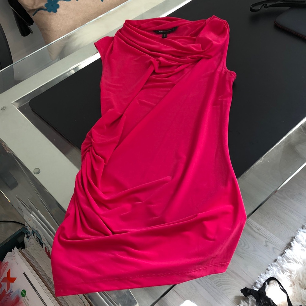 BCBG Hot Pink Asymmetrical Shoulder Top